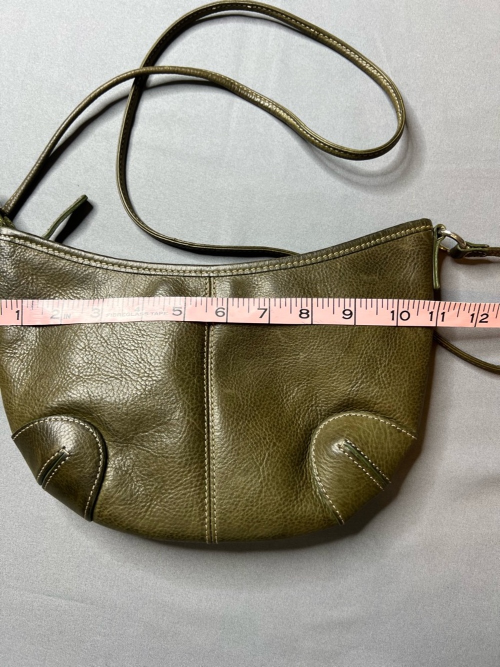 Olive Green Leather Crossbody Bag - Women's Shoulder Purse - Picture 9 of 10